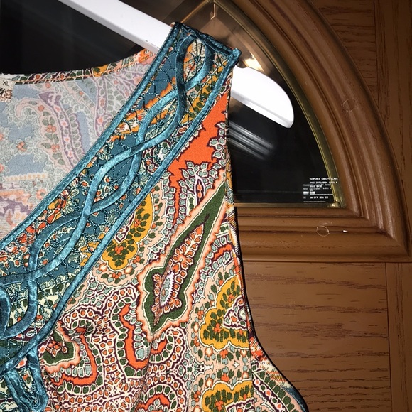 World Unity Matisse Paisley Print Embroidered Sleeveless High Low Dress - Picture 10 of 16